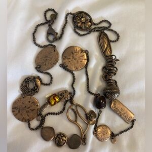 Chico’s Station Necklace 42” Long Retro vintage‎ Brass Tone Boho